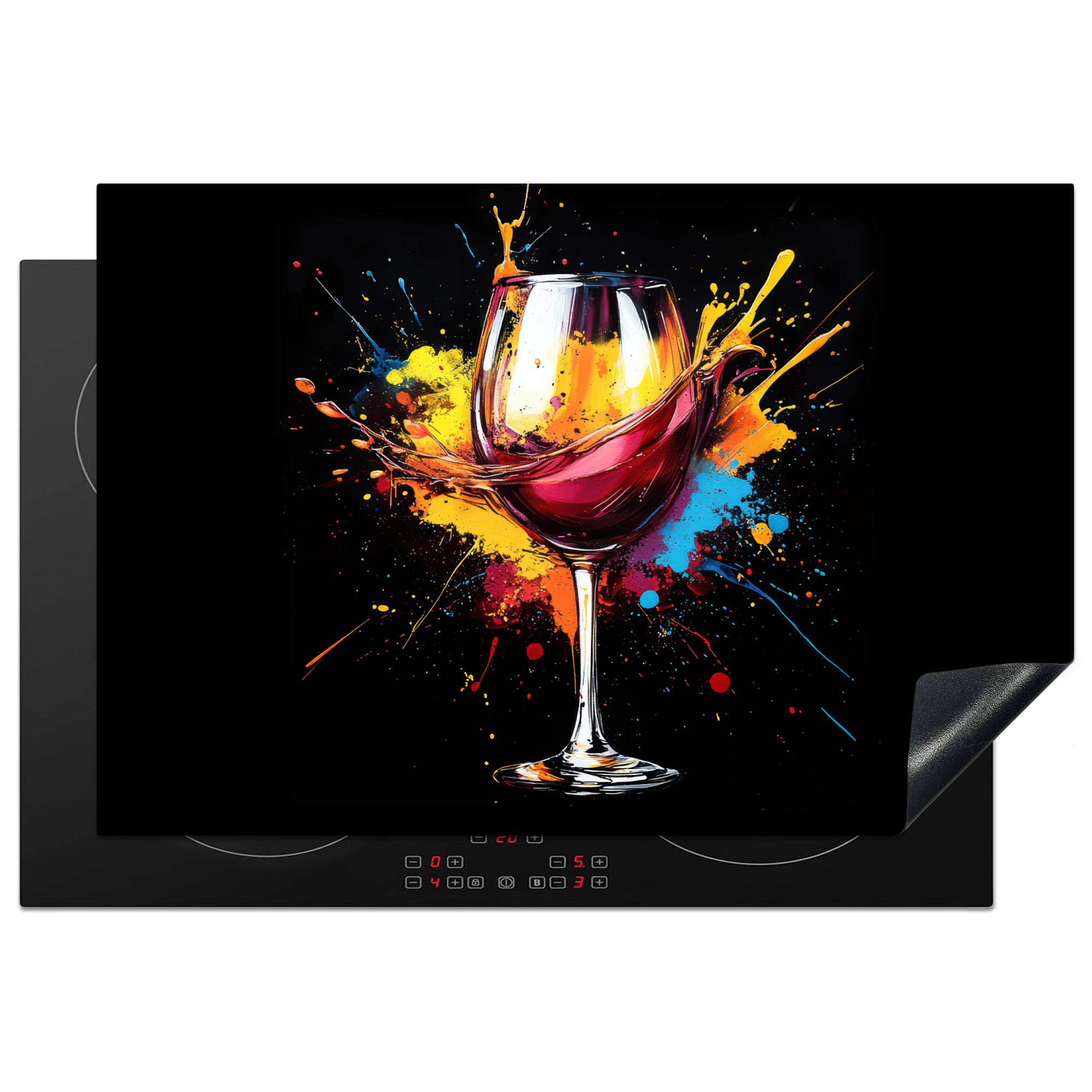 HERDABDECKPLATTE Wein - Glas - Graffiti - Getränk - Rot - Farbe 78x52 cm - Weinrot, Kunststoff (78/0.2/52cm) - MuchoWow
