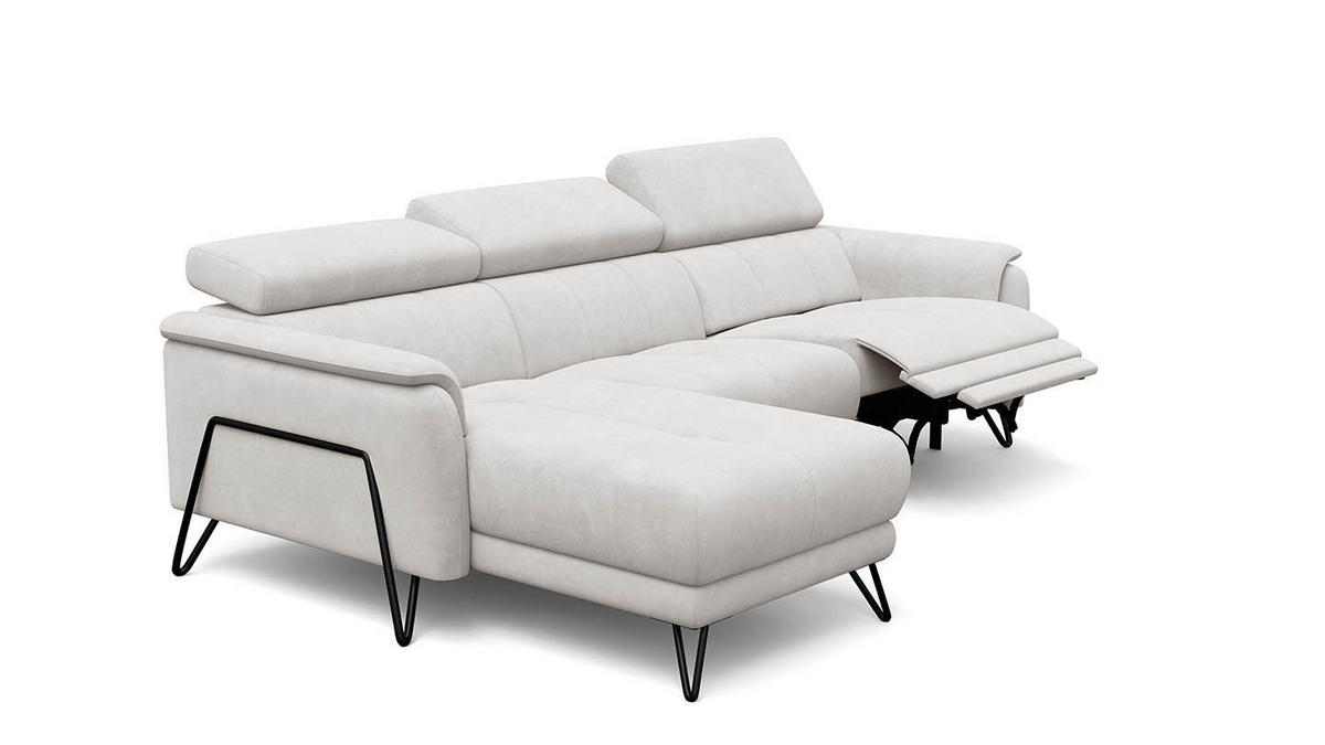 ECKSOFA RODEN 4-Sitzer mit Relax, creme, Veloursstoff - Creme, Holz/Textil (268/92cm) - Wozimo