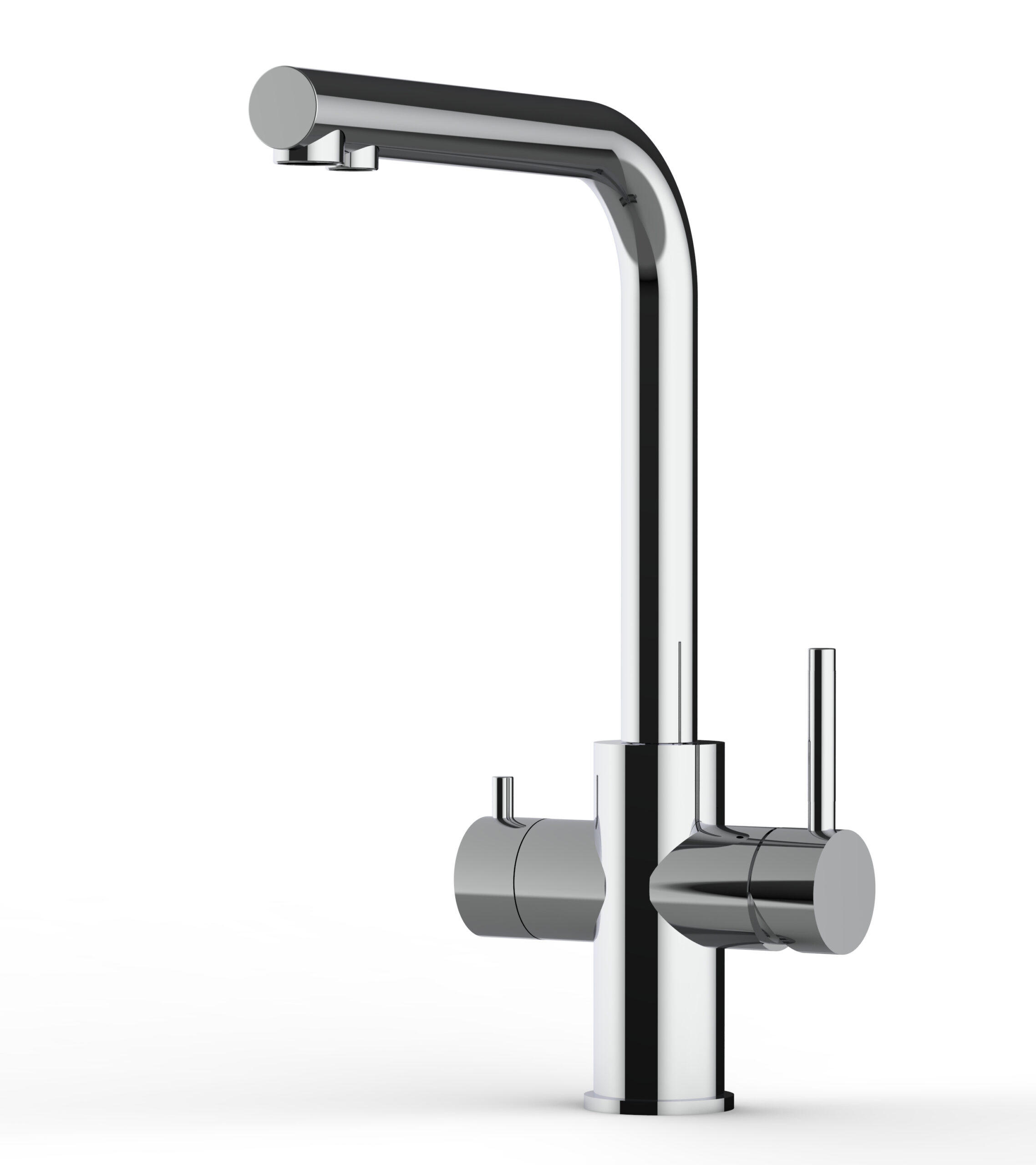 5-WEGE-KÜCHENARMATUR, Edelstahl Massiv aus Chirurgenstahl, Hochglanz, 360° schwenkbar - Edelstahlfarben, Metall (22.5/37.6/22.5cm) - VIZIO