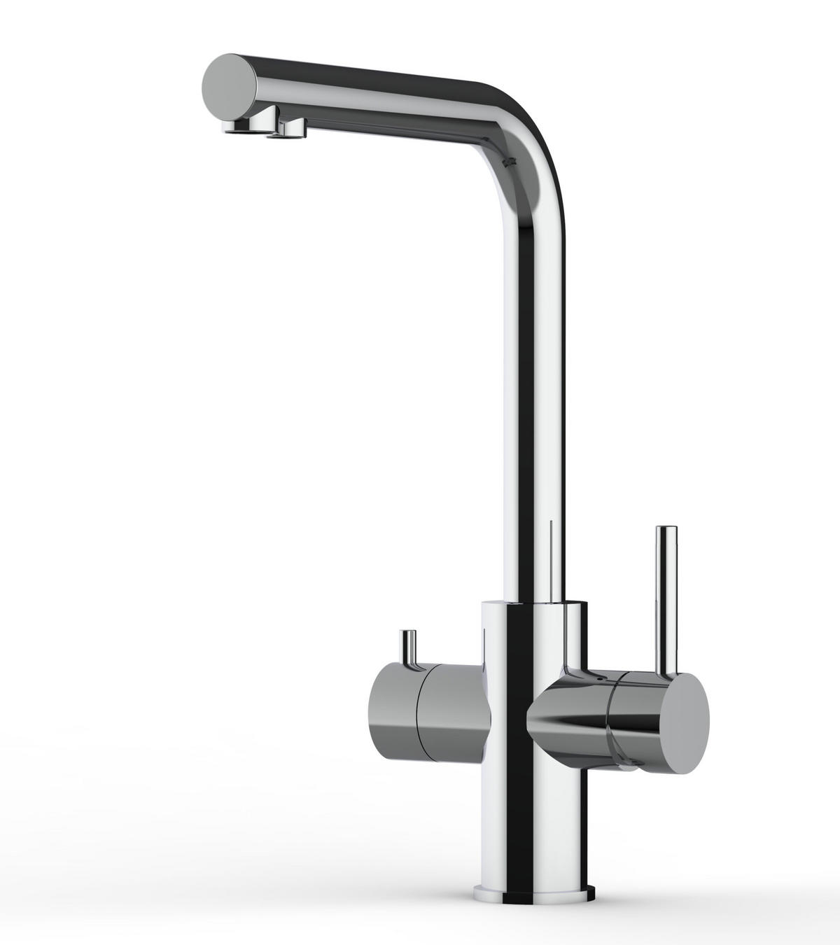5-WEGE-KÜCHENARMATUR, Edelstahl Massiv aus Chirurgenstahl, Hochglanz, 360° schwenkbar - Edelstahlfarben, Metall (22.5/37.6/22.5cm) - VIZIO