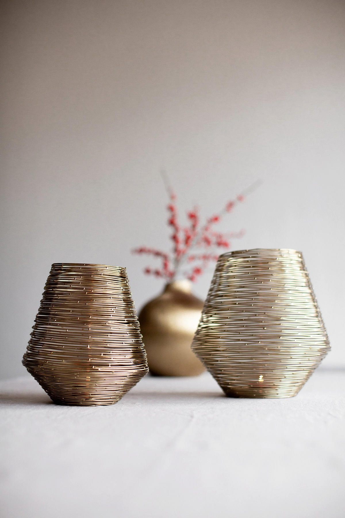 VASE Meliha in Gold 20/22 cm - Goldfarben, Metall (22cm) - LaLe Living