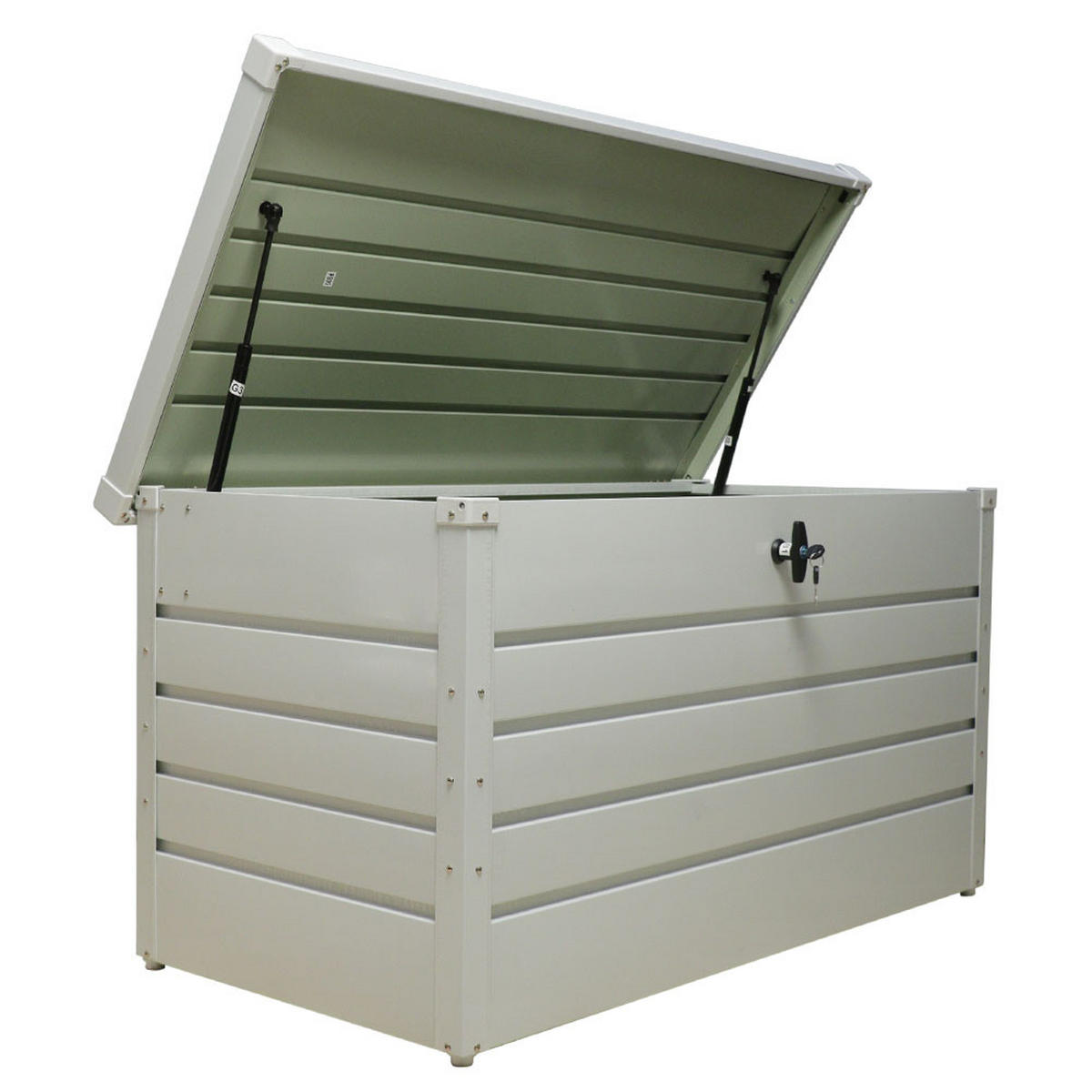 GARTENBOX Auflagenbox Kissenbox mit Schloss für Werkzeuge aus Metall in Anthrazit in AußenGarten abschließbar 60 x 114 x 53 cm 20 kg - Weiß, Metall (60/53/114cm) - Livingandhome
