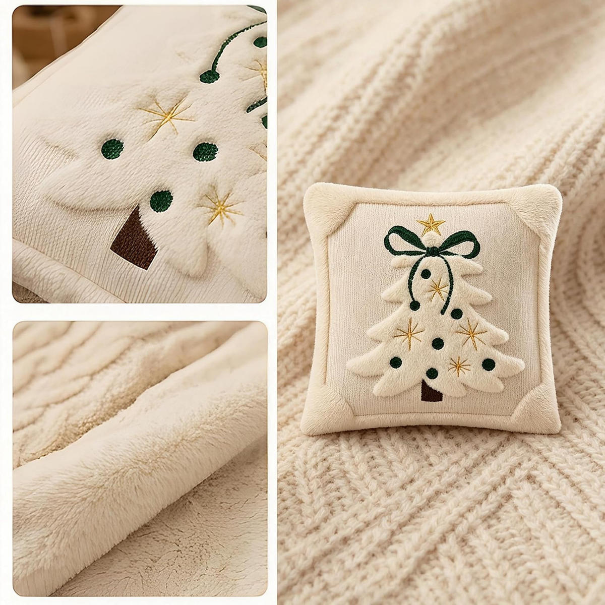 KISSENBEZUG – Weihnachtskissenbezug (Kissenfüllung nicht enthalten) – 45 x 45 cm – Beige(zwei) - Beige, Textil (45/45cm)