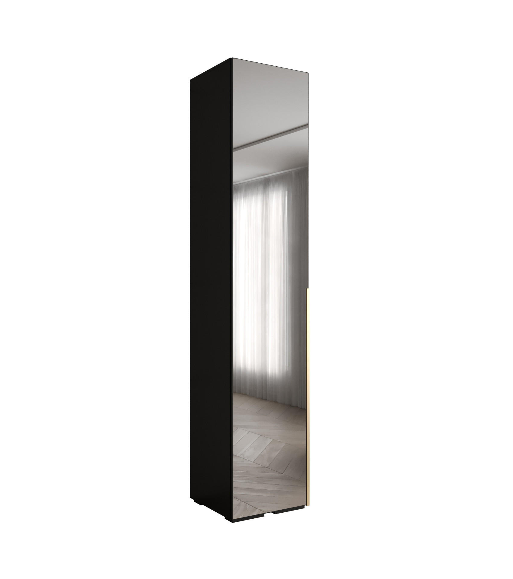 DREHTÜRENSCHRANK 236.7/50/47 1-türig - Goldfarben/Schwarz, Holz/Metall (50/236.7/47cm) - Abiks Möbel
