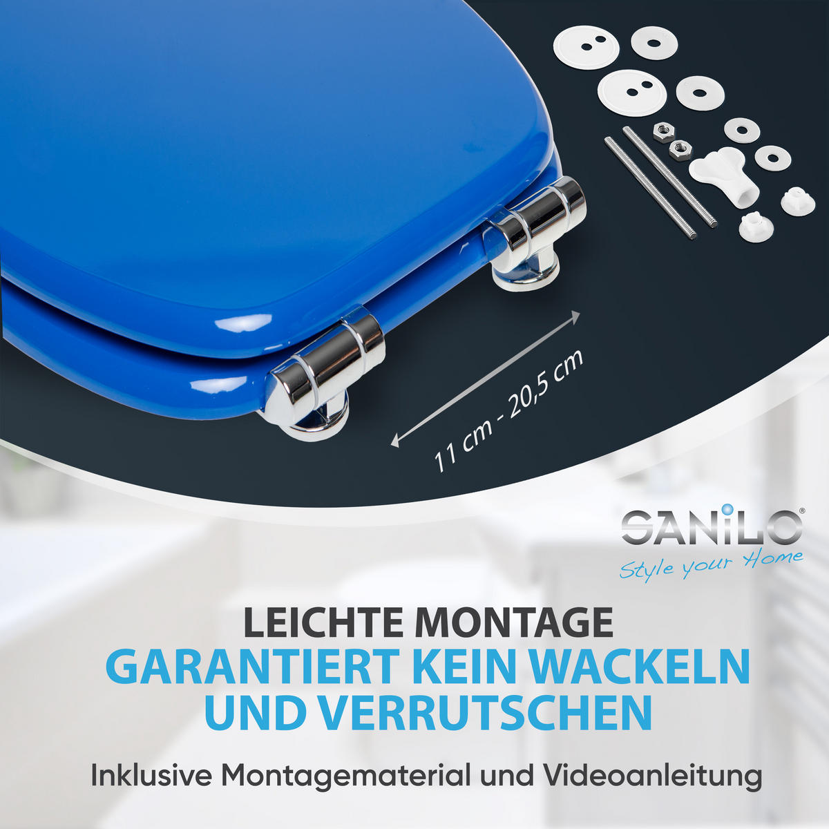 WC-SITZ mit Absenkautomatik Blau - Blau, Holzwerkstoff (38/6/47cm) - Sanilo