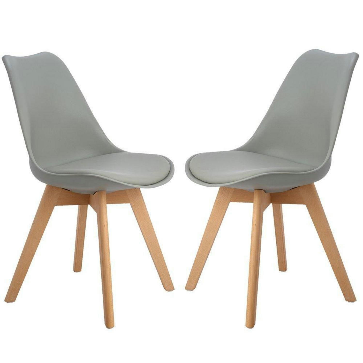 ESSZIMMERSTUHL 2er Set Grau mit Holzbein - Grau, Kunststoff (47.5/82/41cm)
