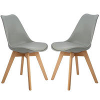 ESSZIMMERSTUHL 2er Set Grau mit Holzbein - Grau, Kunststoff (47.5/82/41cm)