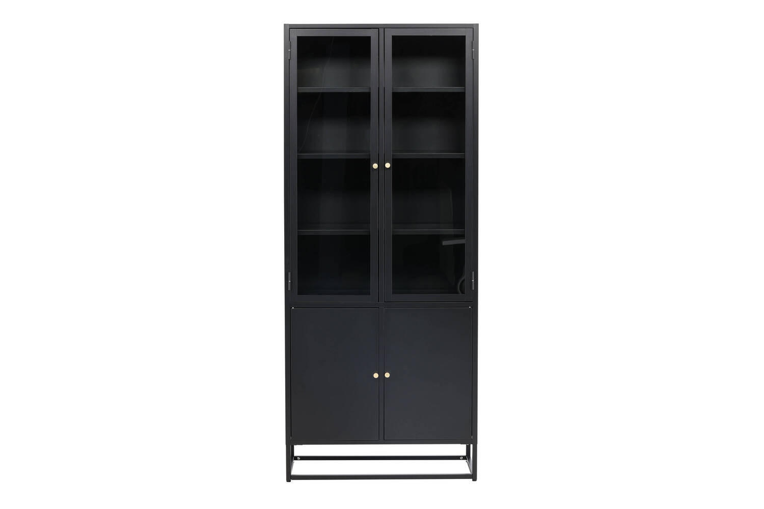 VITRINENSCHRANK Baku L - Schwarz, Metall (80/190/40.5cm) - kommodly