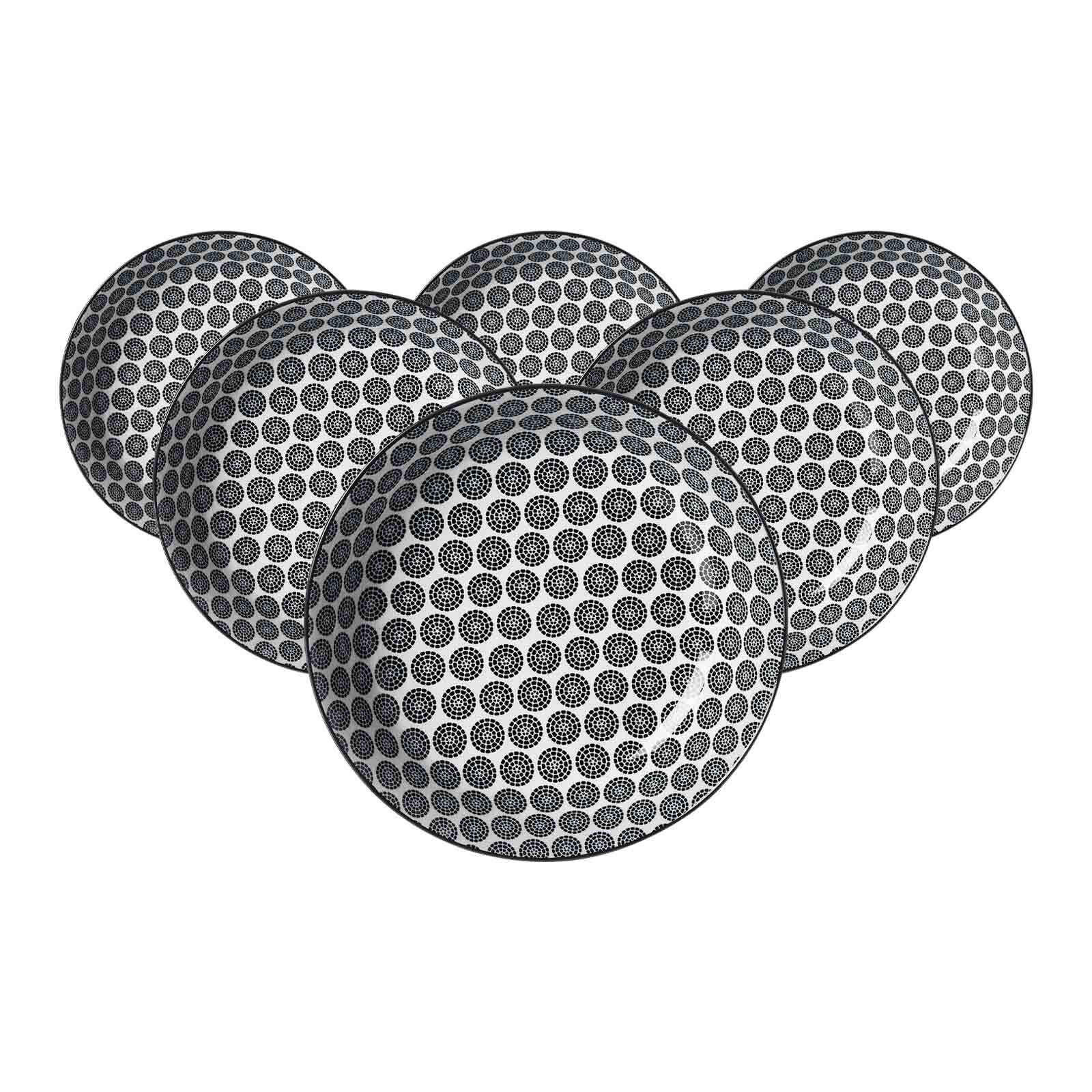 SUPPENTELLER Takeo Circles schwarz-weiß ø 20,5 cm 6er Set - Schwarz/Weiß, Keramik (20.5cm) - Ritzenhoff Breker