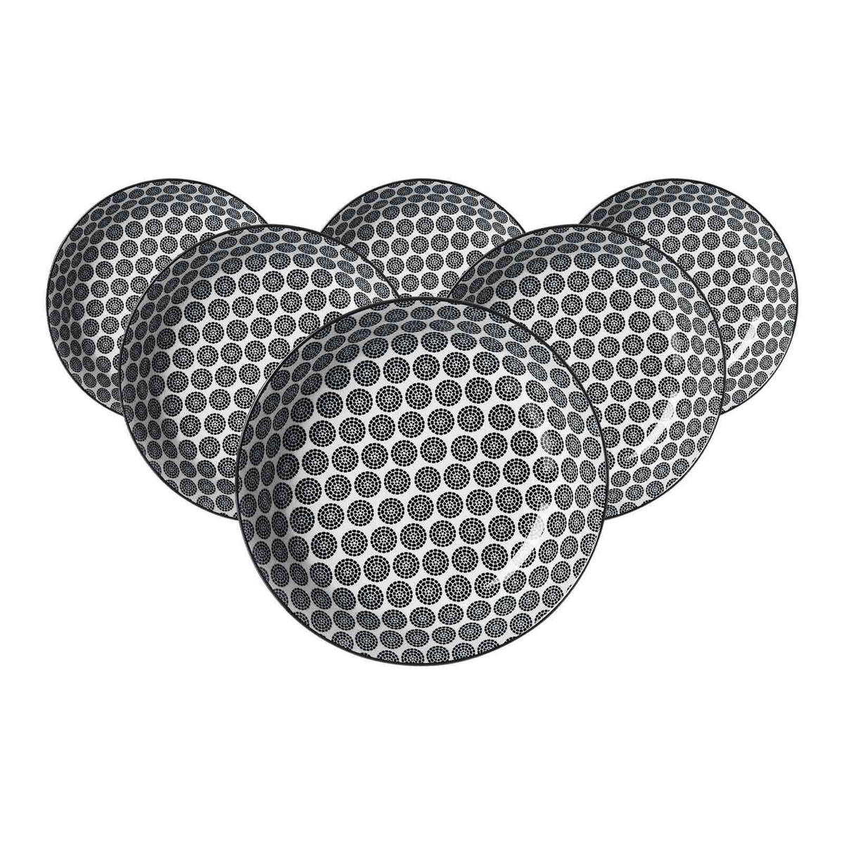 SUPPENTELLER Takeo Circles schwarz-weiß ø 20,5 cm 6er Set - Schwarz/Weiß, Keramik (20.5cm) - Ritzenhoff Breker