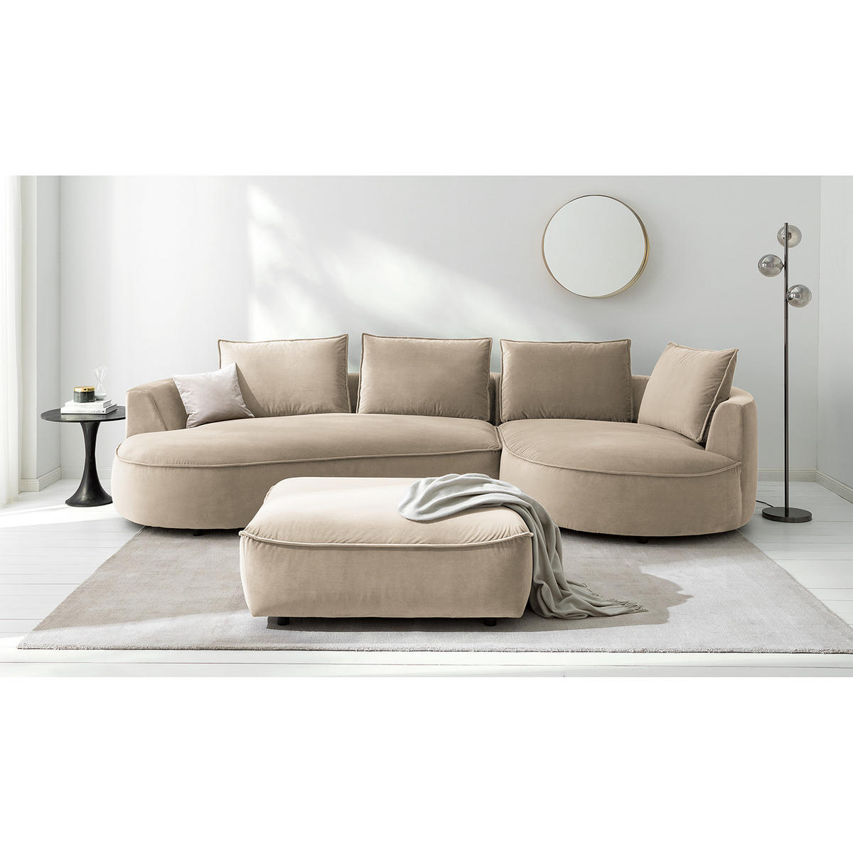 BIGSOFA - Beige, Naturmaterialien/Kunststoff (322/82/154cm) - home24