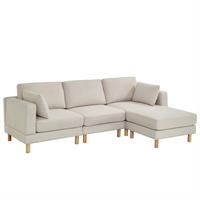 ECKSOFA Hocker Polyester 235x152cm Beige Taschenfederkern Holzfüße - Beige, Textil (152/235cm) - Raelunyi