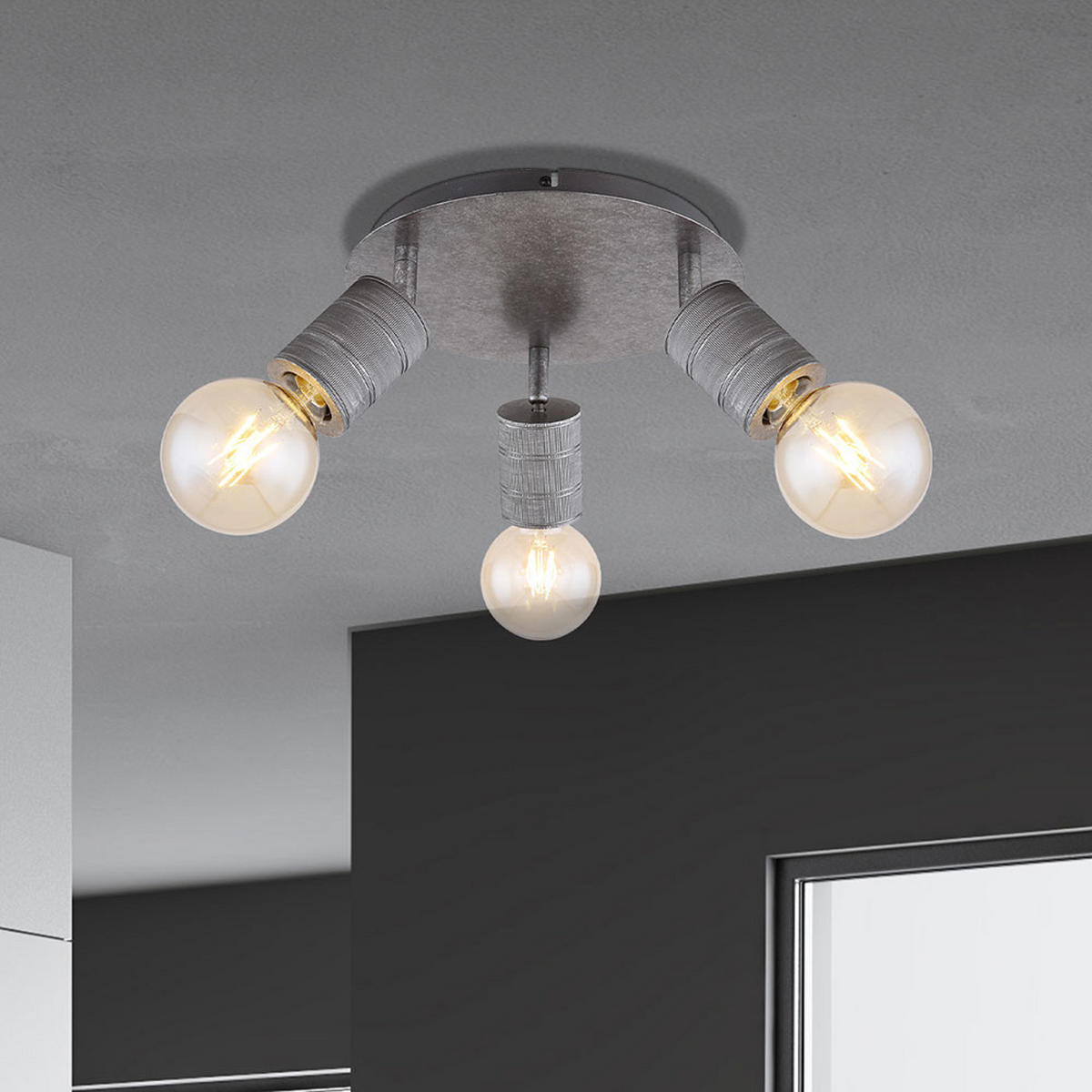 DECKENLEUCHTE Freddy Metall Silber 3 Flammig - Silberfarben, Metall (28/28/16cm) - Globo Lighting