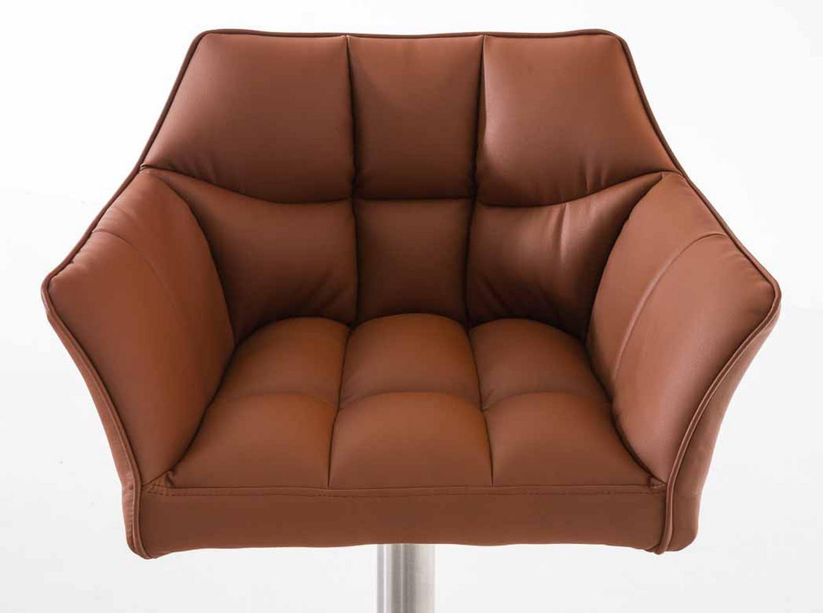 BARHOCKER 2er Set Sihar Kunstleder Hellbraun Silber - Hellbraun, Leder/Metall (64/88/45cm) - DELUKE