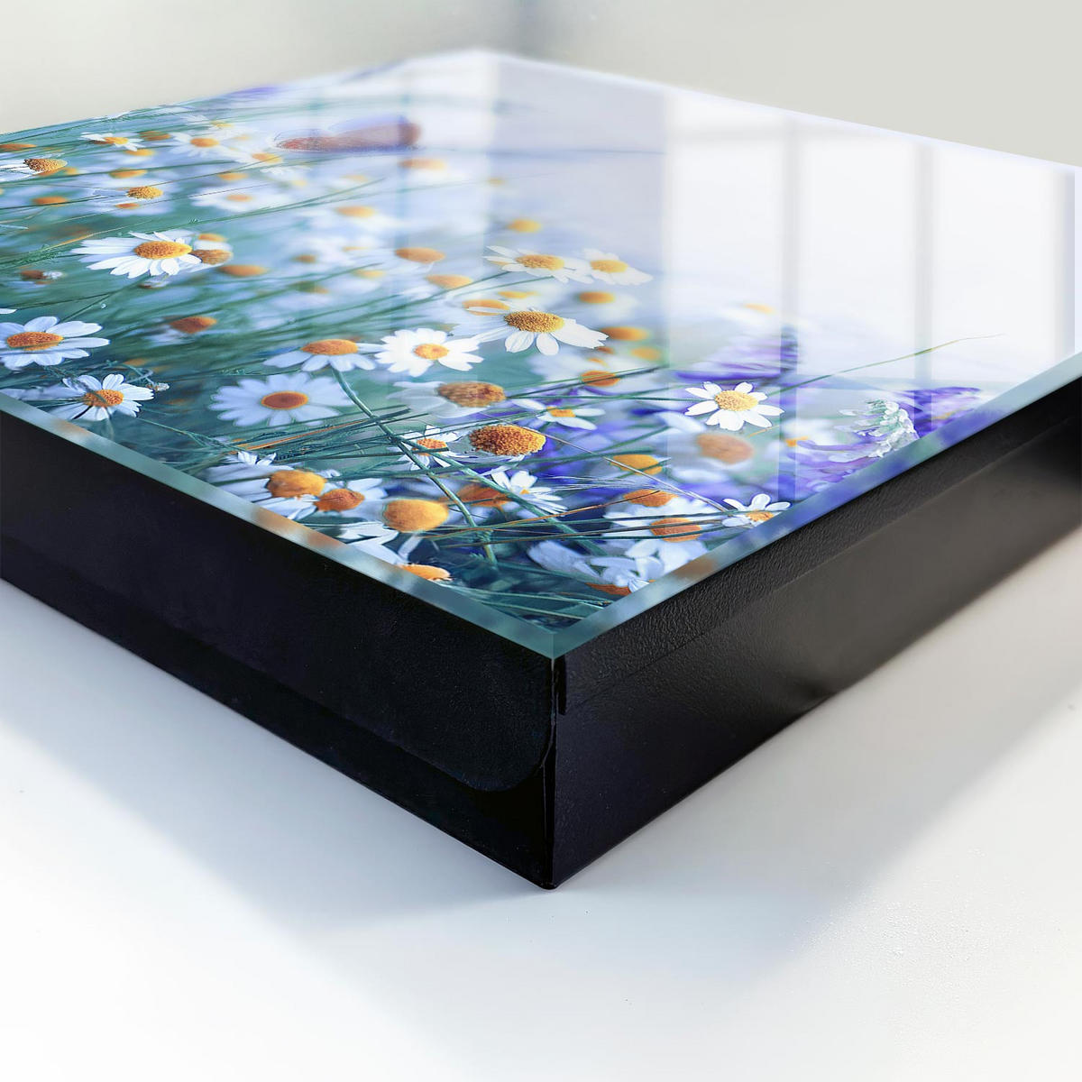 SCHLÜSSELBOX Schwarz 30x30 cm- Türöffnung nach rechts - Sommerwiese - Blau, Metall (30/30/5cm) - TULUP