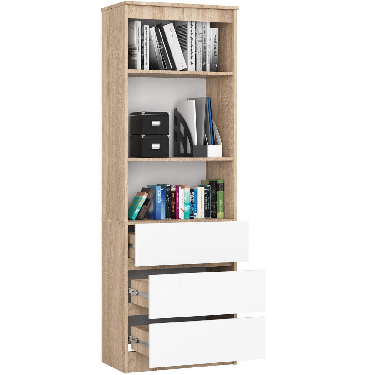 STANDREGAL Eiche Sonoma, Weiß 180/60/35 - Weiß, Holzwerkstoff (60/180/35cm) - RAUMHIRSCH FURNITURE