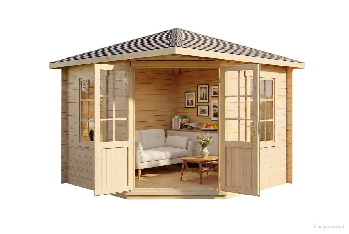 GARTENHAUS Holz Monica - Naturfarben, Holz (320/266/320cm) - Alpholz