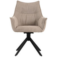 DININGSESSEL Ginosa - drehbar - beige - Beige/Schwarz, Textil/Metall (62/90/66cm) - bene living