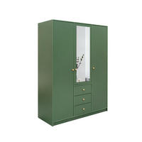 KLEIDERSCHRANK Rainbow Grün, viertüriger Drehtürenschränk mit Spiegel und Schubladen - Grün, Holzwerkstoff (196/200/58cm) - Bettso