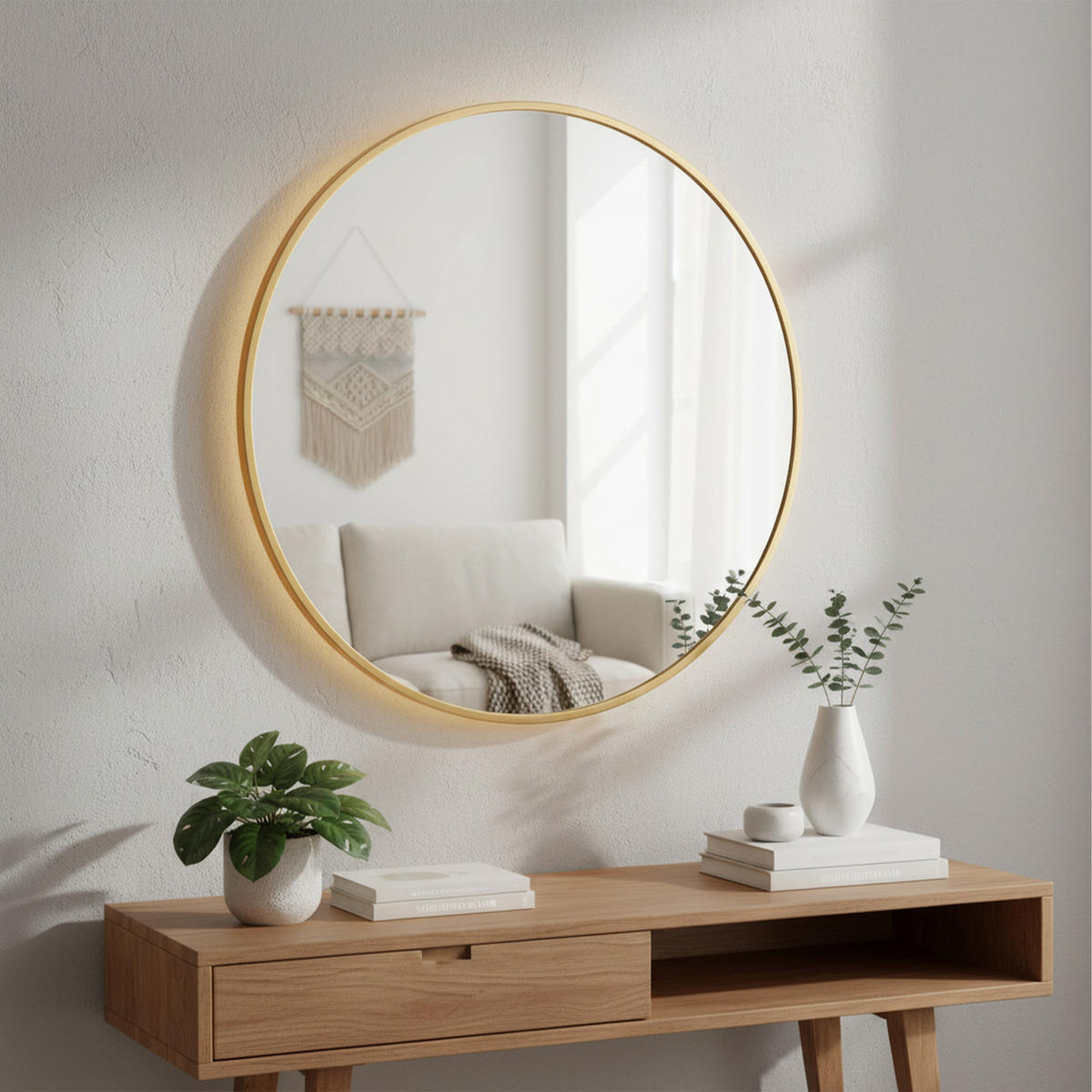 SPIEGEL - Goldfarben, Glas/Metall (50/50/3cm) - Relaxdays