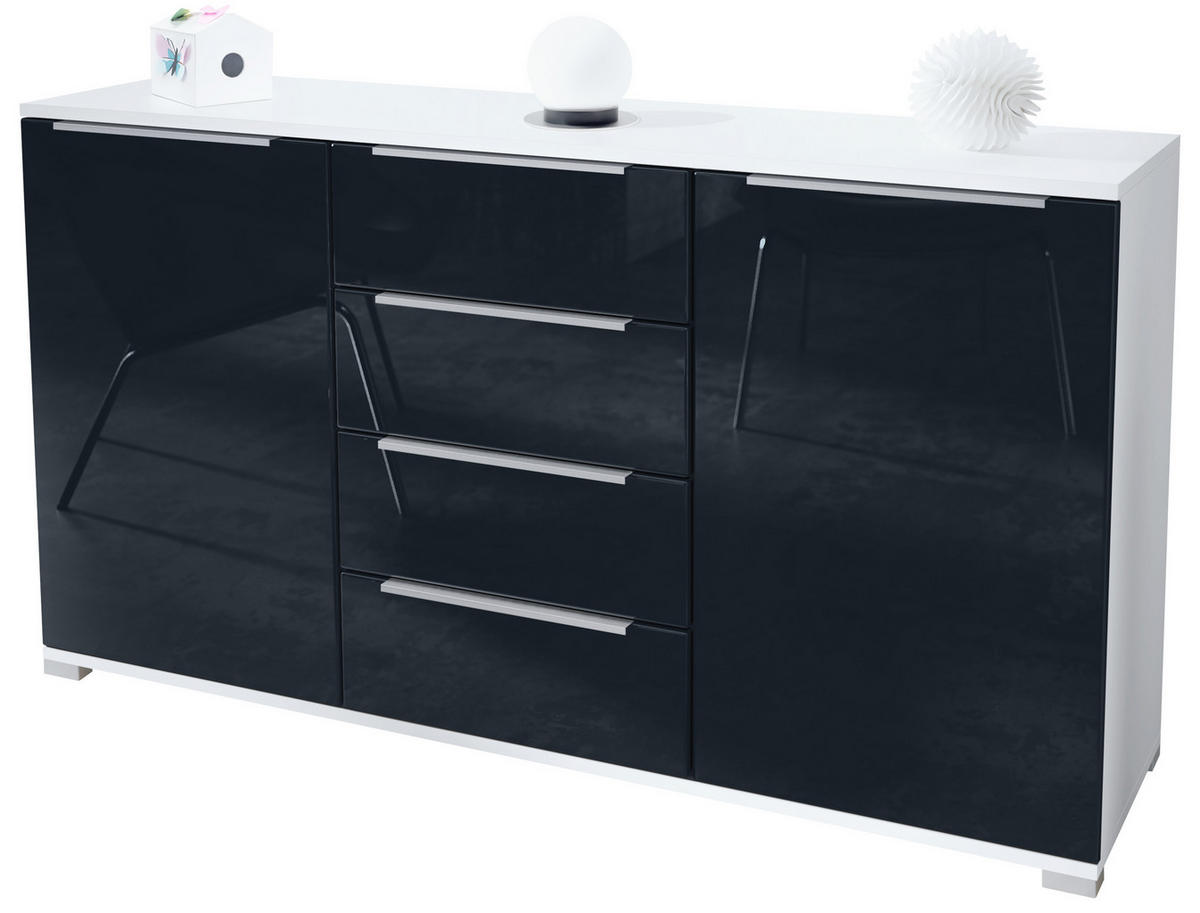 SIDEBOARD Linio Schwarz Hochglanz - Schwarz Hochglanz, Holzwerkstoff (138.5/75.5/35cm) - Vladon