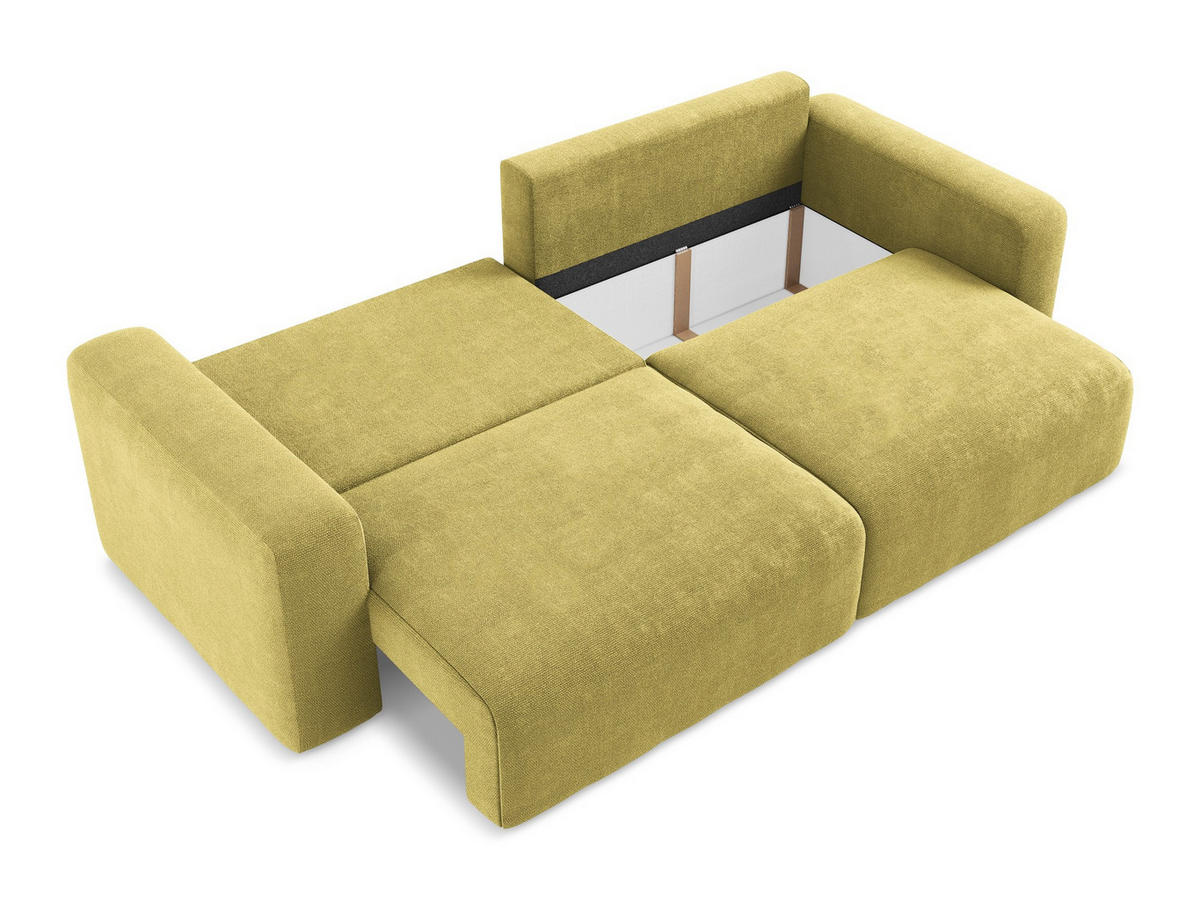 3-SITZER SOFA mit Schlaffunktion Chenille Stoff Grün - Limette/Schwarz, Kunststoff/Textil (244/79/102cm) - Makamii
