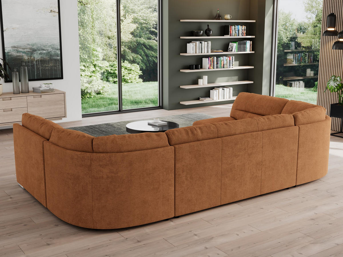 WOHNLANDSCHAFT MORBIDO U Orange Struktur - Silberfarben/Orange, Textil/Metall (340/93/206cm) - MKS