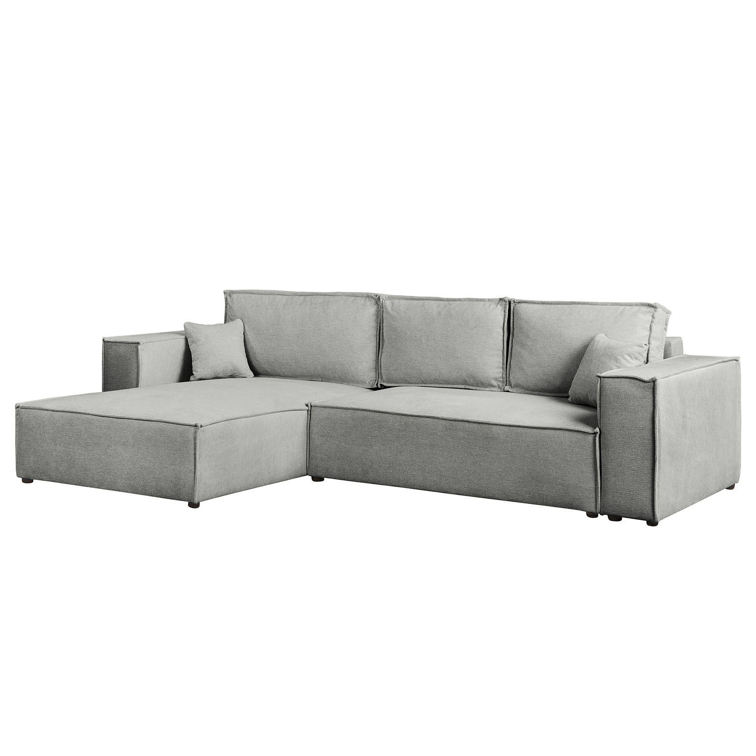 ECKSOFA mit Schlaffunktion - 290 cm - Dunkelgrau/Schwarz, Kunststoff/Textil (290/185cm) - home24