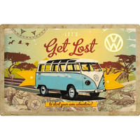 BLECHSCHILD 40/60 cm Volkswagen VW Bulli Get Lost - Multicolor, Metall (60/40/1cm) - Nostalgic-Art