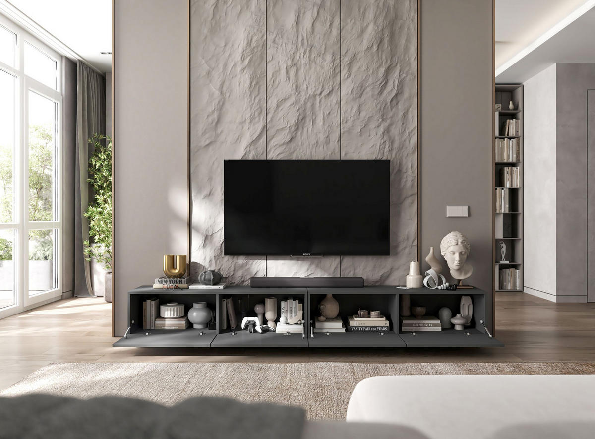 TV-LOWBOARD 2-er Set Enjoy Graphit Matt Loft 120 cm - Grau, Holzwerkstoff (240/37/35cm) - Meble Lindner
