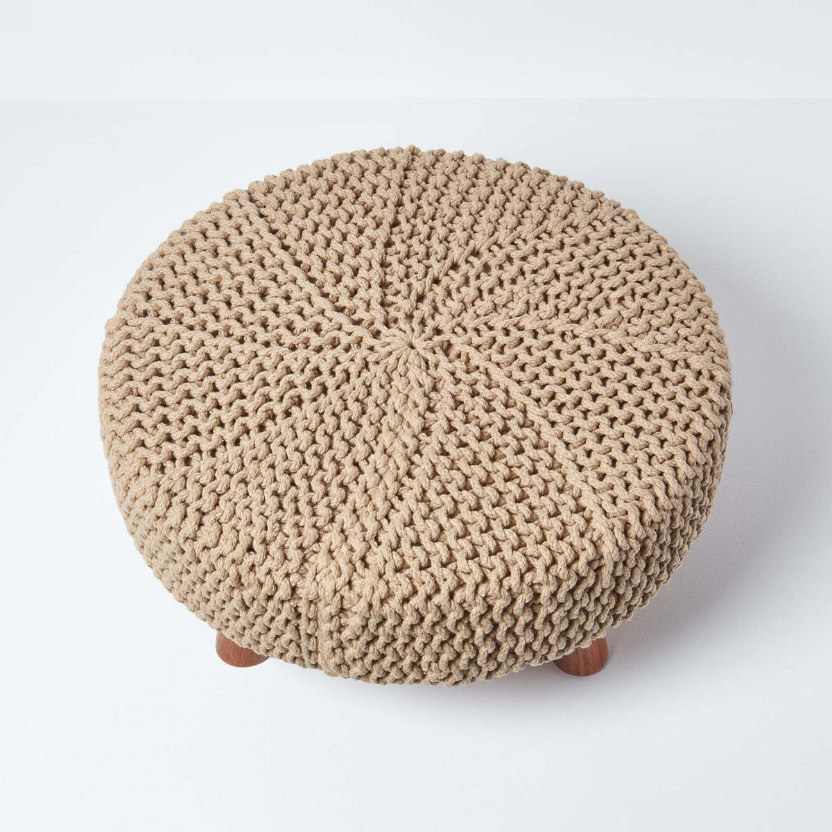 STRICK-HOCKER natur, rund 62/62/30 cm - Naturfarben, Textil (62/30/62cm) - Homescapes