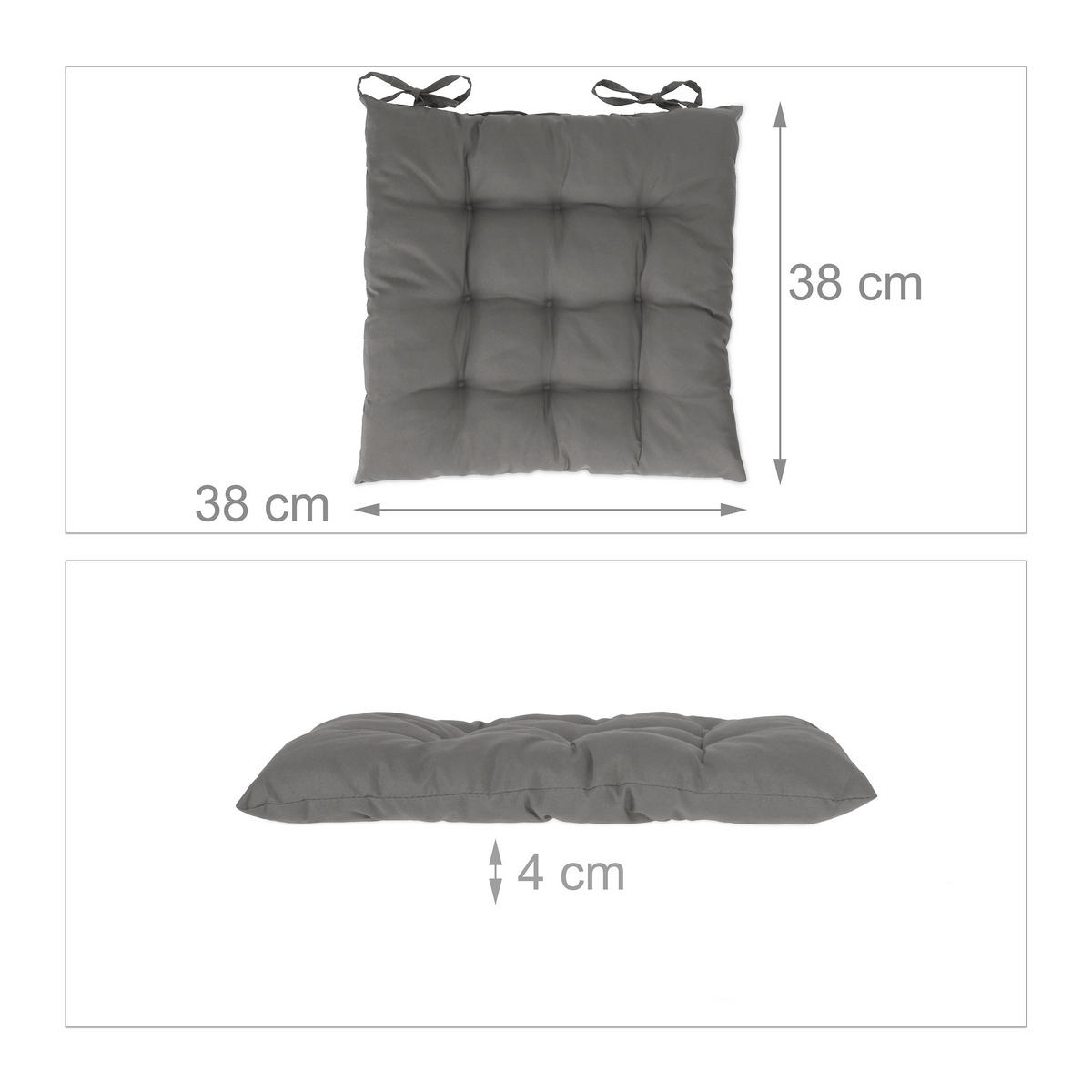 4XSTUHLKISSEN - Grau, Kunststoff/Textil (38/5/38cm) - Relaxdays