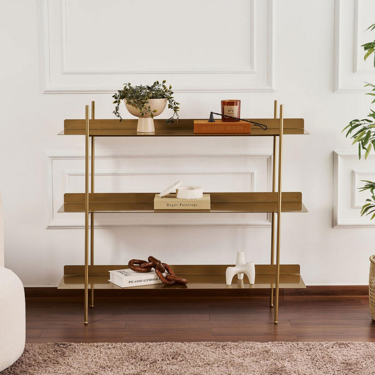 METALLREGAL L120cm - Luno - Messing - Messingfarben, Metall (120/106/34cm) - Drawer