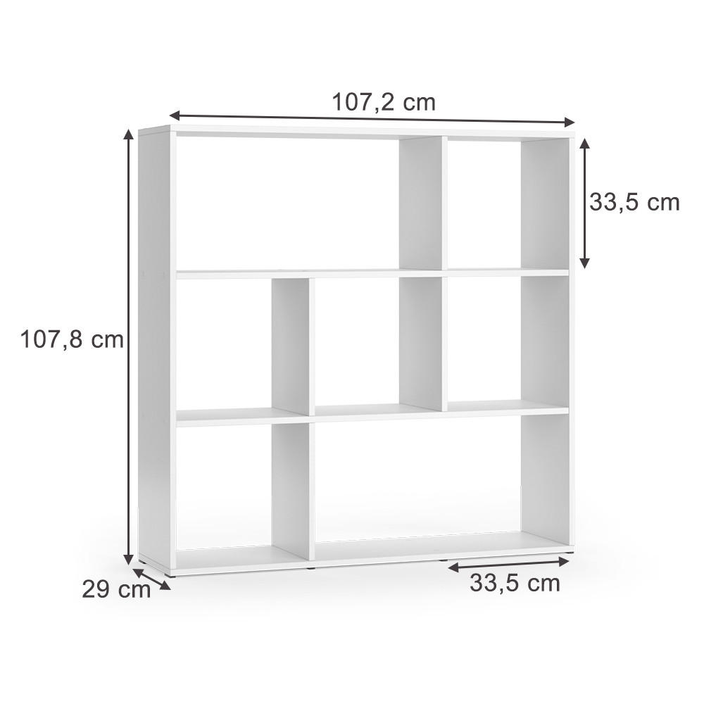 RAUMTEILER Nove Weiß 107.2 x 107.8 cm 7 Fächer - Weiß, Holzwerkstoff (107.2/107.8/29cm) - Vicco