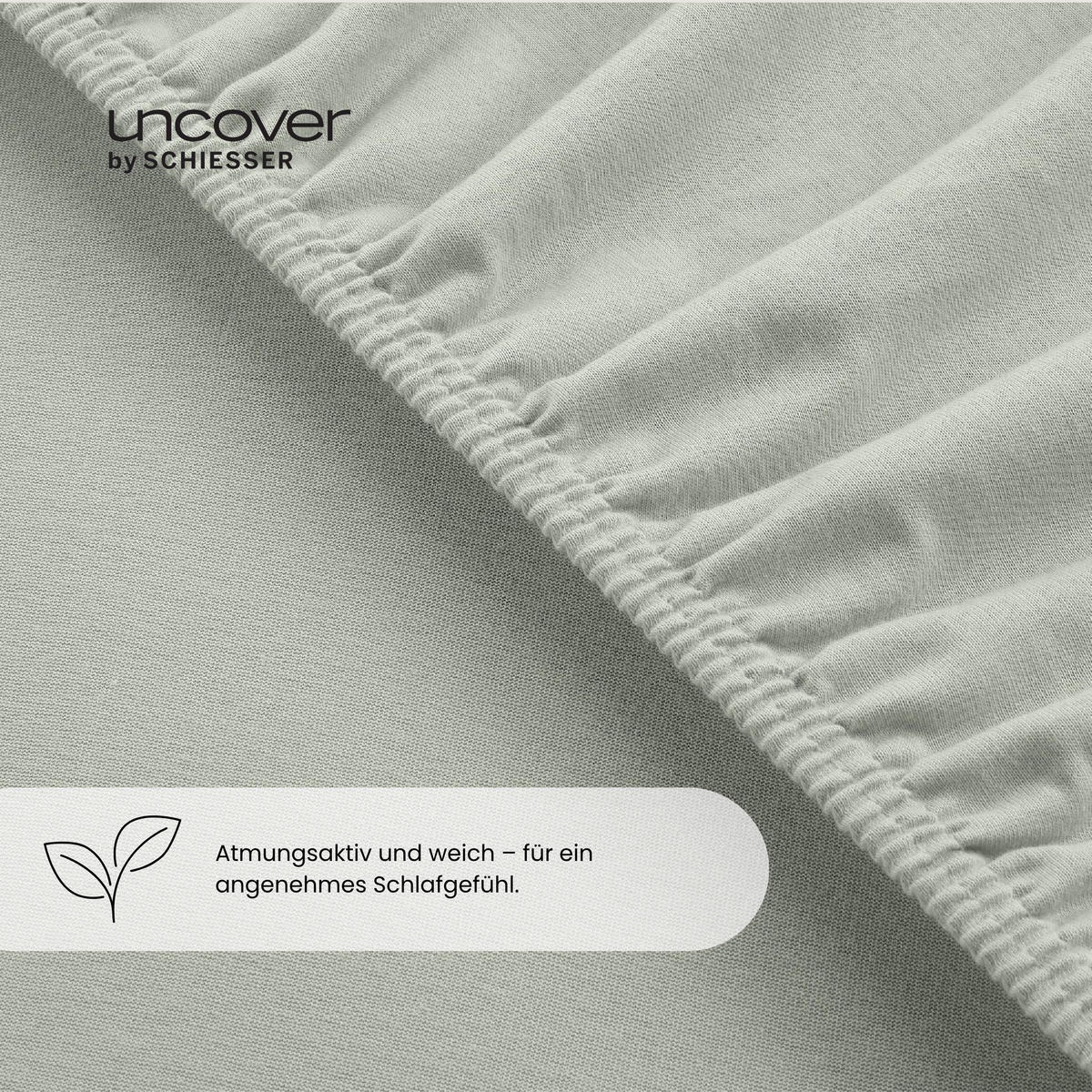 SPANNBETTLAKEN New Jersey - 100% Baumwolle - 180x200 cm - Silber - Grau, Textil (180/200cm) - Uncover by Schiesser