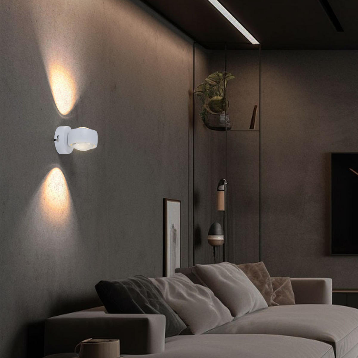 LED WANDLEUCHTE Metall Weiß - Weiß, Glas (7.5/10/10cm) - Globo Lighting