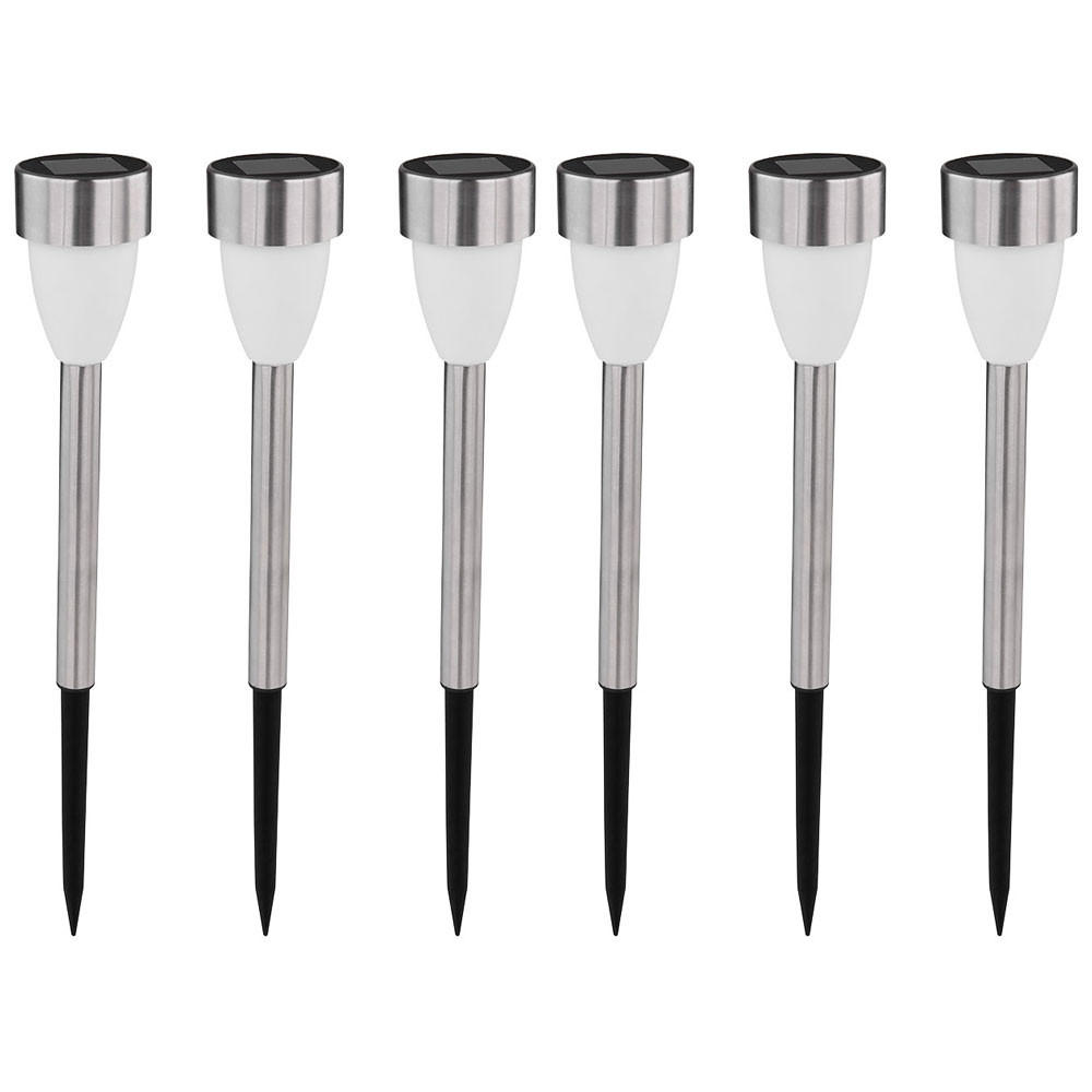 LED AUSSENLEUCHTE Edelstahl Weiß 6er Set - Weiß, Metall (5.5/5.5/36.5cm) - Globo Lighting