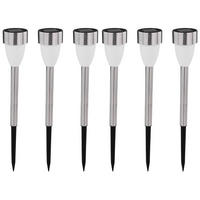 LED AUSSENLEUCHTE Edelstahl Weiß 6er Set - Weiß, Metall (5.5/5.5/36.5cm) - Globo Lighting
