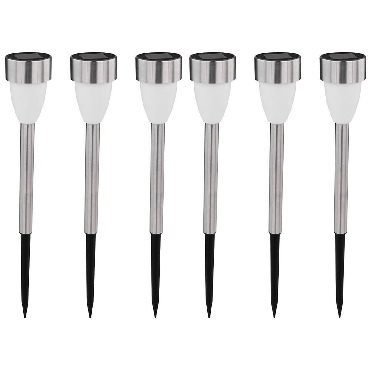 LED AUSSENLEUCHTE Edelstahl Weiß 6er Set - Weiß, Metall (5.5/5.5/36.5cm) - Globo Lighting