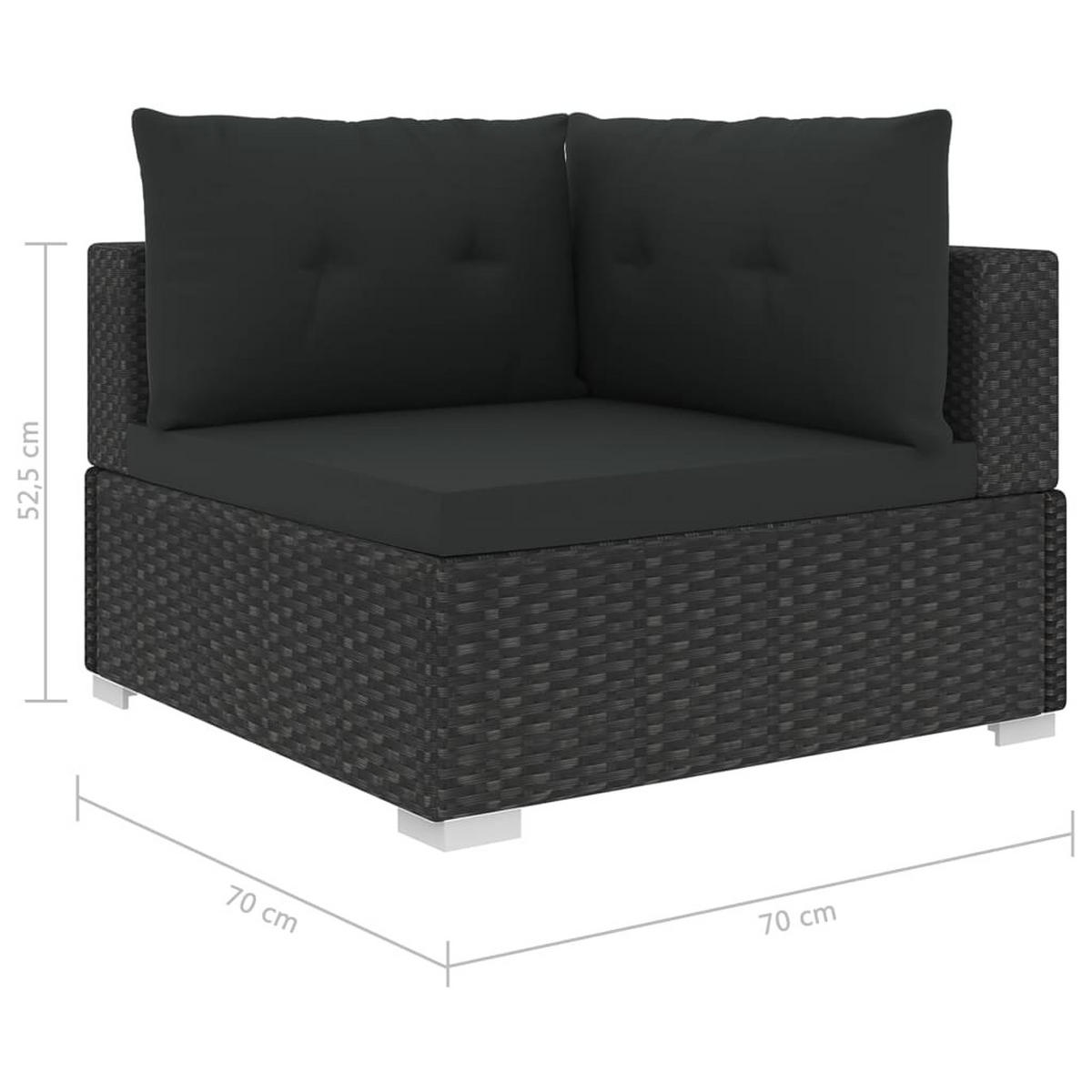 GARTEN-LOUNGE-SET 10Er Set Mit Auflagen Poly Rattan Schwarz - Schwarz, Kunststoff - vidaXL