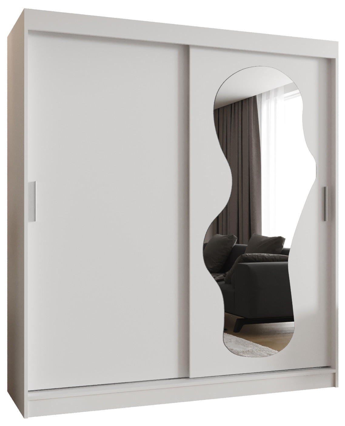 SCHWEBETÜRENSCHRANK 200/180/62 2-türig - Silberfarben/Weiß, Holz (180/200/62cm) - MÖBEL KRYSPOL