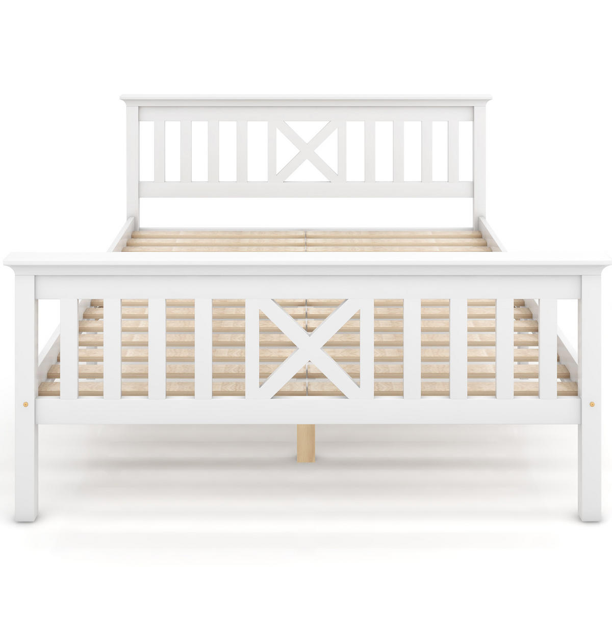 DOPPELBETT 140/200 cm mit Lattenrost, X-Kopfteil und optionalem Stauraum, Weiß - Weiß, Holzwerkstoff (140/200cm) - Redom