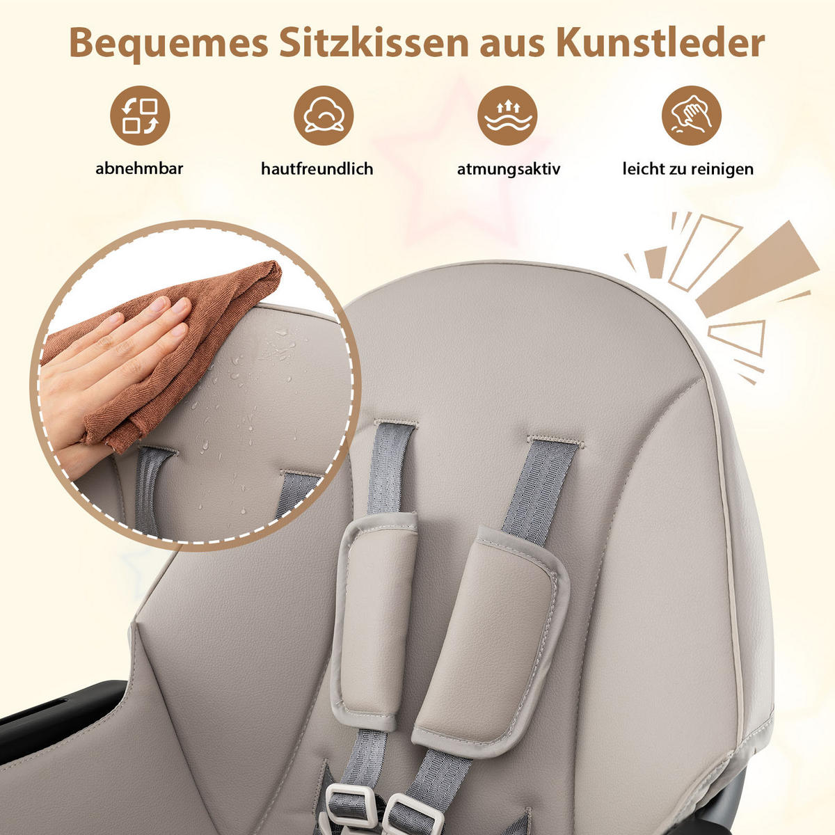 KINDERHOCHSTUHL mit Bausteintisch schwarz - Schwarz, Kunststoff (62/100/62cm) - COSTWAY