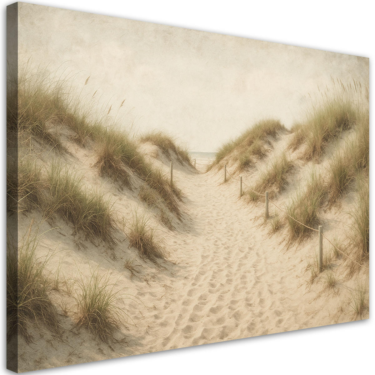 LEINWANDBILD Strand Dünen im Shabby Chic Stil 120x80cm - Beige, Textil (120/80cm) - Feeby