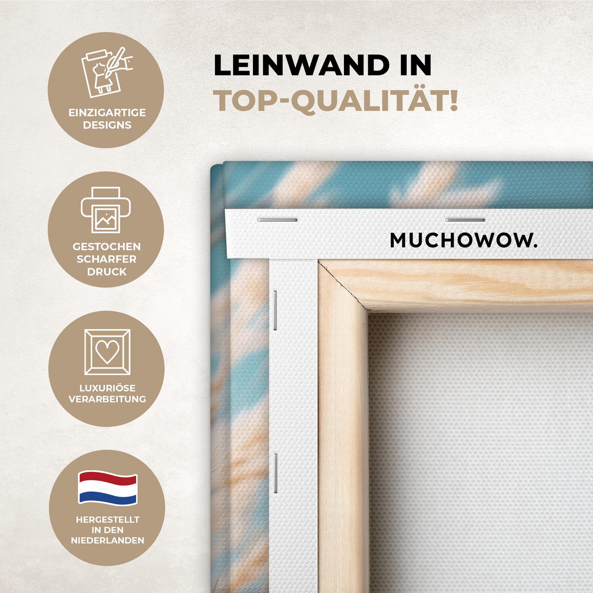 LEINWANDBILD Ziergras - Wind - Hellbraun Wandbild 40x30 cm - Hellblau, Textil (40/30cm) - MuchoWow