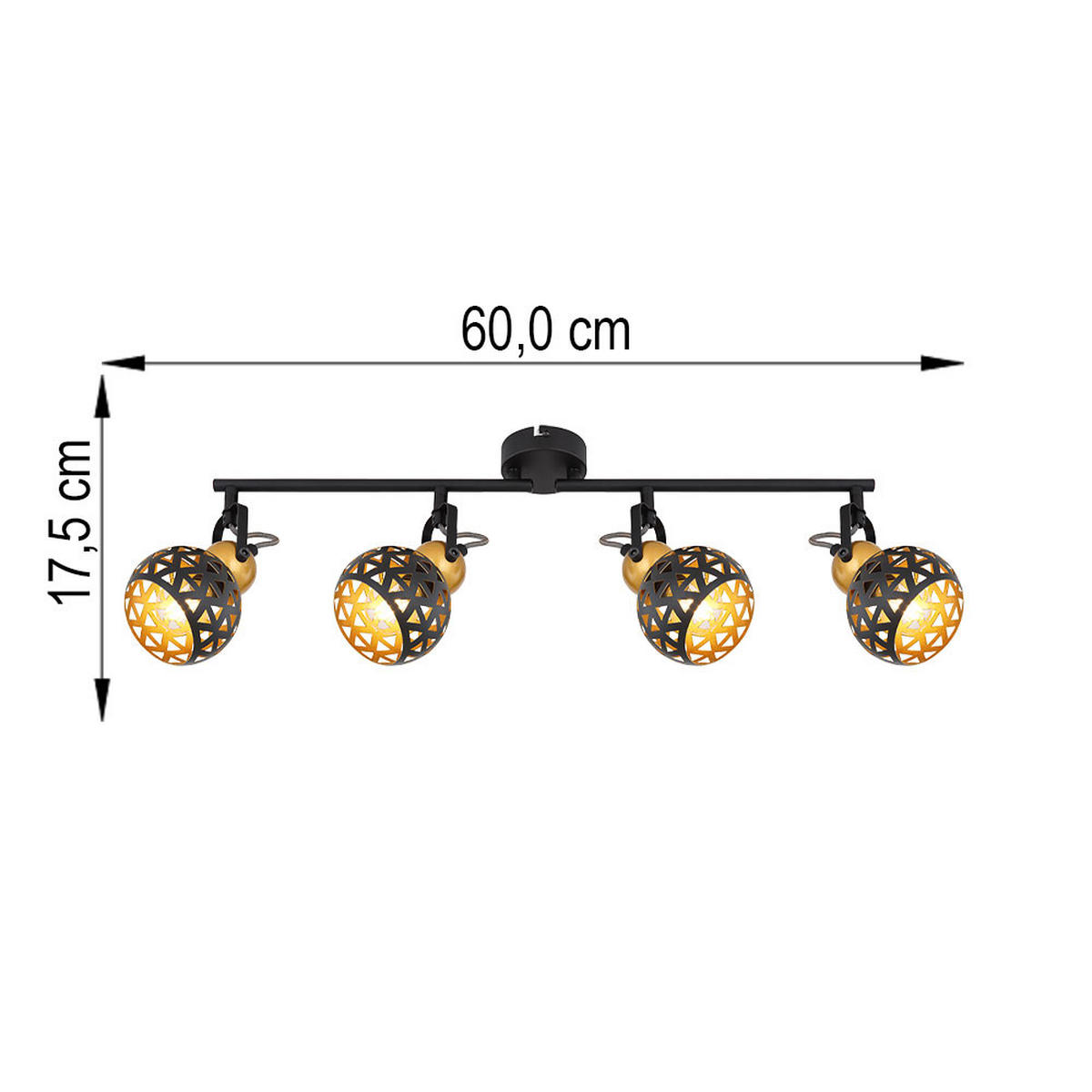 LED DECKENLEUCHTE Sarra Schwarz Metall - Schwarz, Metall (60/10/17.5cm) - Globo Lighting