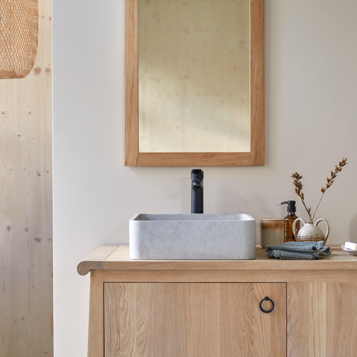 WASCHBECKEN Thaïs Grau aus Beton - Grau, Stein (39/12/39cm) - Tikamoon