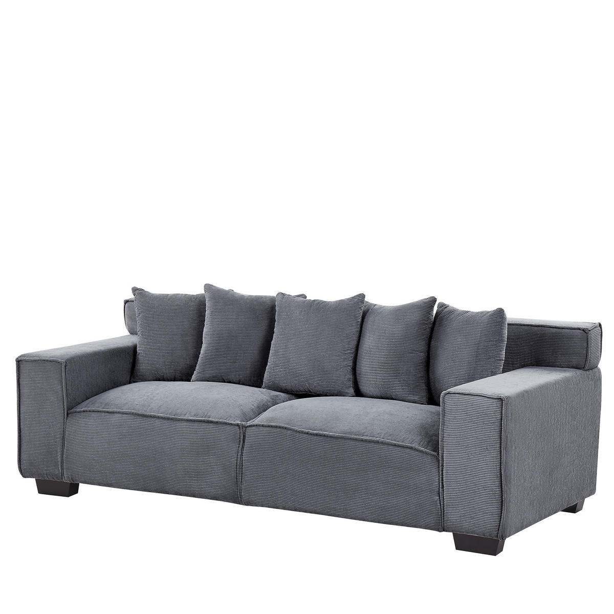 3-SITZER-SOFA Cord Dunkelgrau Viskan - Dunkelgrau, Textil (200/67/82cm) - Beliani