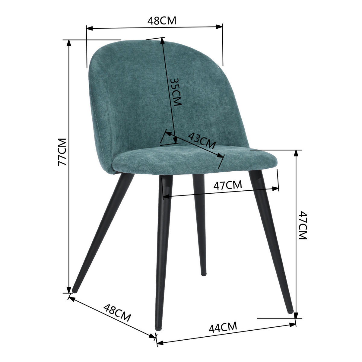STUHL 2er-set Grün - Schwarz/Grün, Holzwerkstoff/Textil (53/78/54cm) - Urban Meuble