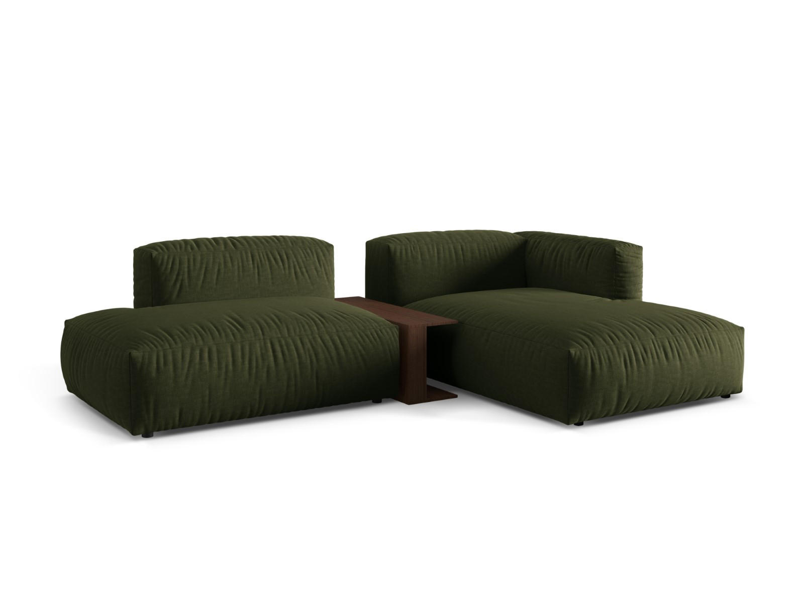 ECKSOFA modular rechts Martina aus strukturiertem Stoff grün 2 Sitzplätze - Grün, Textil (176/285cm) - Micadoni